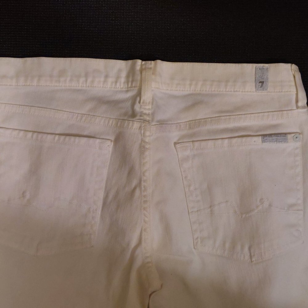Seven For All Mankind White Denim Skinny Jeans Size 31 - Inseam 34 - Picture 7 of 16